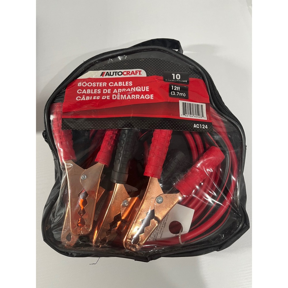 Autocraft AC124 10 Gauge 12ft Booster Cables Jumper Cables with Carrying Case
